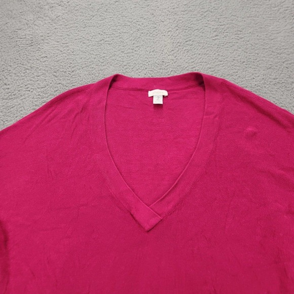 Chicos Sweater Womens 2 US L/12 Pink V-Neck Short Sleeve Pullover Pockets - Picture 9 of 12